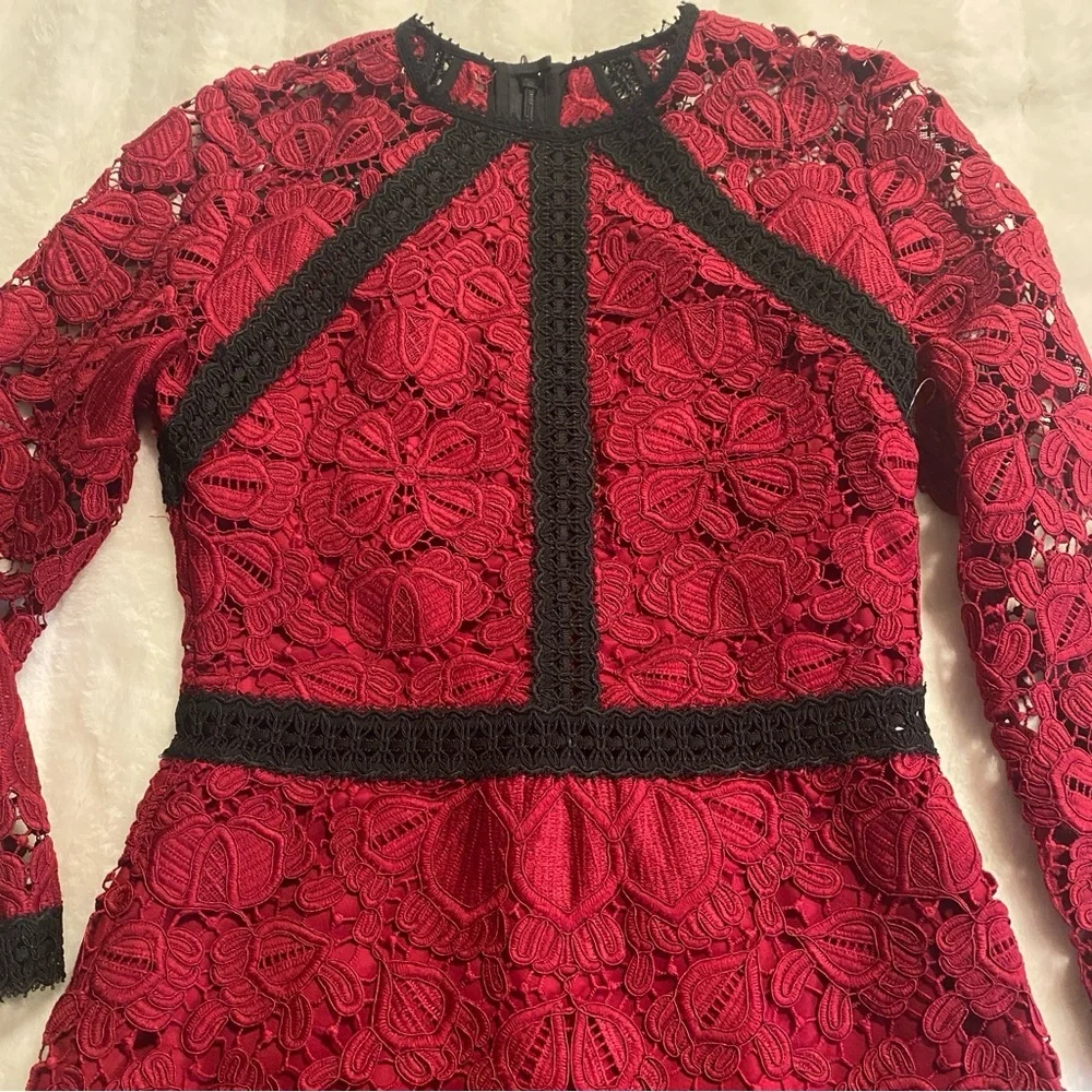 EUC Alexis Randie 3/4 Sleeve Lace Midi Dress In Red - Size S - Picture 11 of 12
